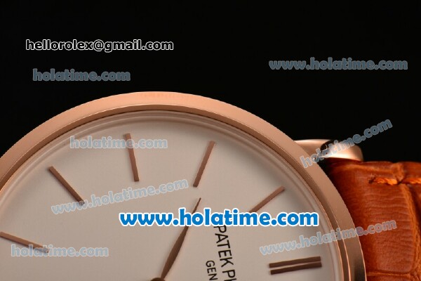 Patek Philippe Calatrava Miyota OS2035 Quartz Rose Gold Case with White Dial and Stick Markers - Click Image to Close